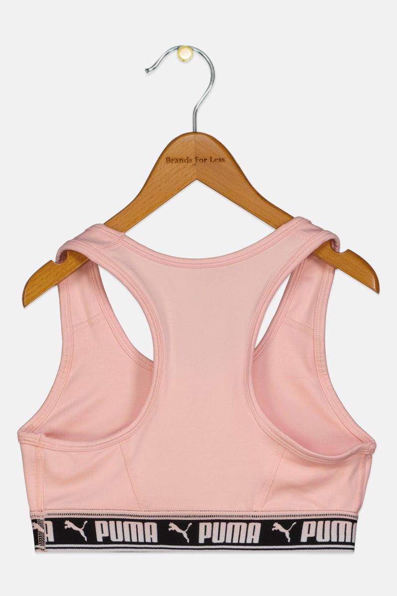 PUMA Kids Girl Brand Logo Non Padded Sports Bra, Apricoat Blush - Image 3
