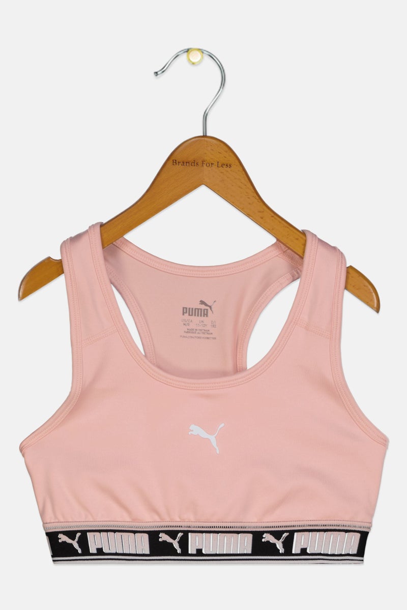 PUMA Kids Girl Brand Logo Non Padded Sports Bra, Apricoat Blush - Image 2