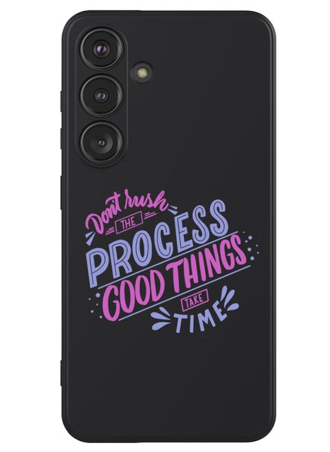 Protective Slim Fit Case Liquid Silicone Cover with Full Body Protection Anti-Scratch Shockproof Case For Samsung Galaxy S24 Plus (Black) - Dont rush the Process good things take time
