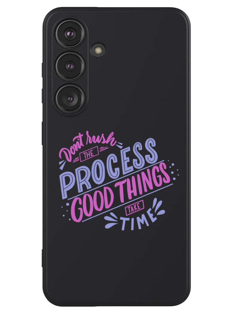 Theodor - Protective Slim Fit Case Liquid Silicone Cover with Full Body Protection Anti-Scratch Shockproof Case For Samsung Galaxy S24 Plus (Black) - Dont rush the Process good things take time - Image 1