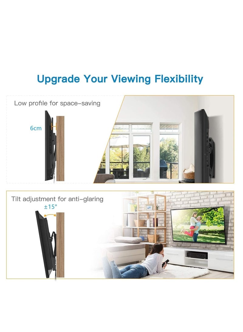 26" - 75" Fixed TV Wall Mount Bracket, Universal Tilt TV Wall Mount Adjustable TV Stand for LED LCD OLED Plasma TV with Super Strong 50kg Weight Capacity VESA up to 700 x 400(BLACK). - Image 5