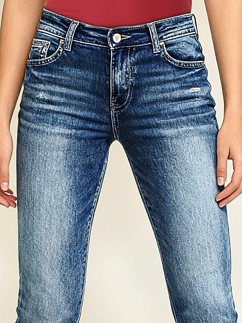 Flamingals Butt Lifting Bootcut Jeans Stretchy Casual Fall Winter Trendy Flare Leg Jeans for Women Oxford Blue L - Image 5