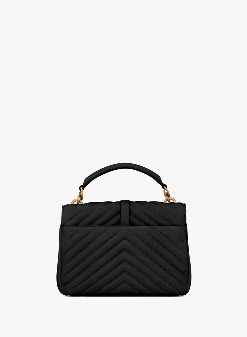 Yves Saint Laurent Collage Medium Quilted Textured-leather Shoulder Bag, Women's Cross Body Bag, Women's Tote Bag, Women's Shoulder Bag, Women's Hand Bag, Women's Travel Bag, Black-Gold-21cm - Image 3