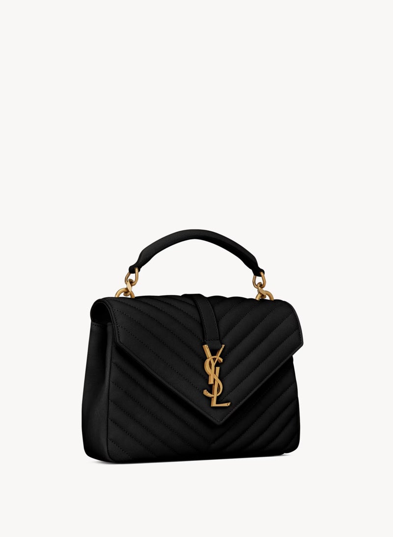 Yves Saint Laurent Collage Medium Quilted Textured-leather Shoulder Bag, Women's Cross Body Bag, Women's Tote Bag, Women's Shoulder Bag, Women's Hand Bag, Women's Travel Bag, Black-Gold-21cm - Image 4