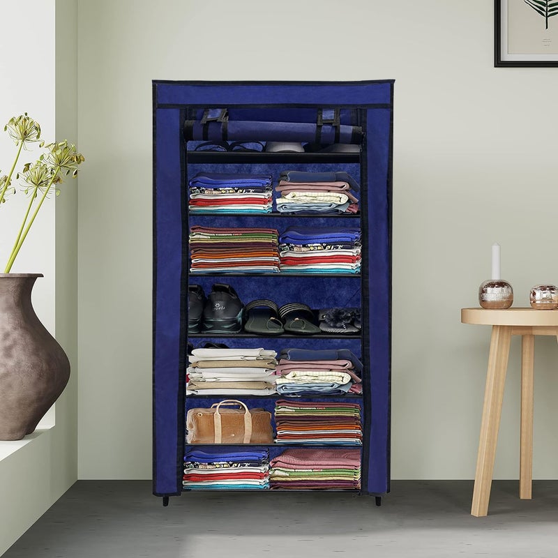 PHILOSHOP PHILOSHOP 7 Layer Blue SpaceSaver Collapsible Wardrobe Maximize Your Space with Style - Image 2