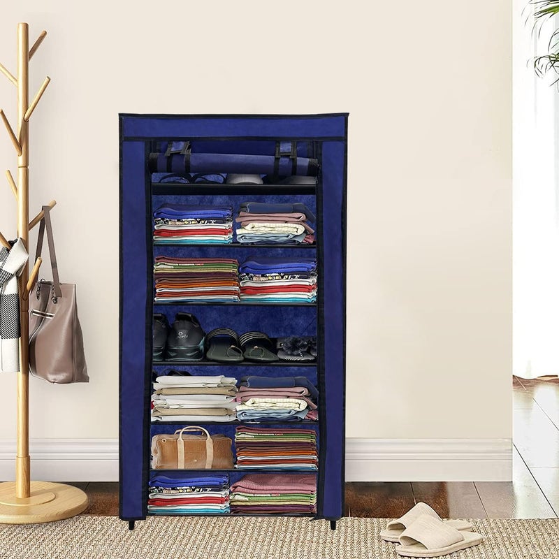 PHILOSHOP PHILOSHOP 7 Layer Blue SpaceSaver Collapsible Wardrobe Maximize Your Space with Style - Image 5