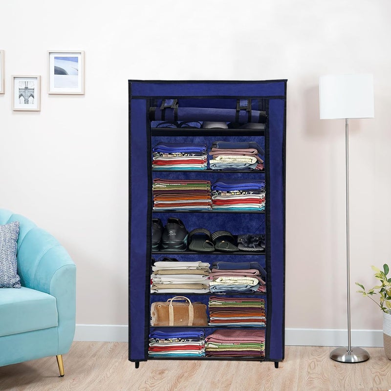 PHILOSHOP PHILOSHOP 7 Layer Blue SpaceSaver Collapsible Wardrobe Maximize Your Space with Style - Image 3