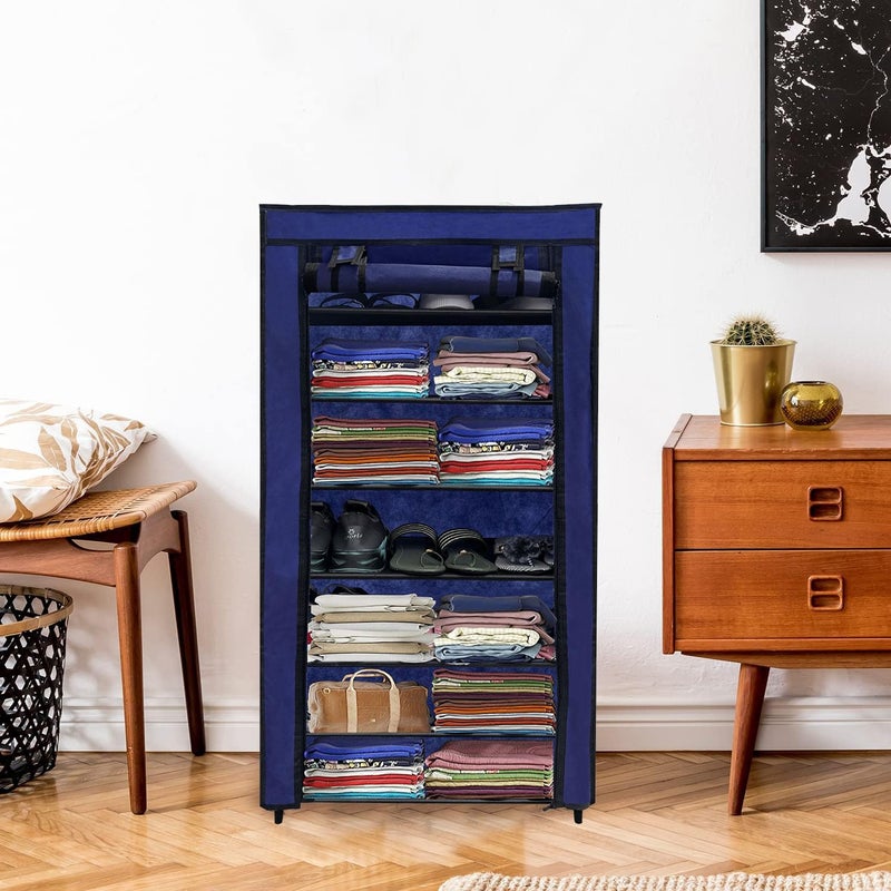 PHILOSHOP PHILOSHOP 7 Layer Blue SpaceSaver Collapsible Wardrobe Maximize Your Space with Style - Image 4