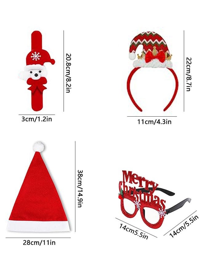 HAWAWA 20PCS Christmas Glasses Christmas Headbands Christmas Hats, Slap Bracelets, Christmas Photo Booth Props, for Xmas Holiday Party Favors Supplies Style B - Image 2