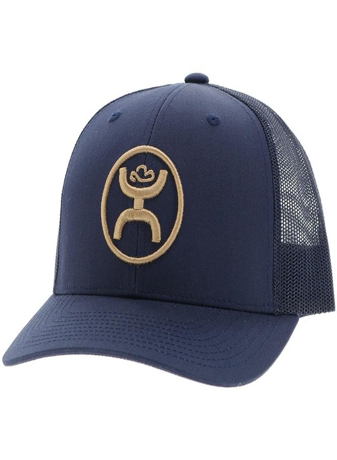 HOOEY O Classic Hat - Navy Snapback Baseball Cap with Mustard Embroidered Logo, Adjustable 6-Panel Outdoor Casual Hat for Men & Women (Navy/Mustard) - Image 1