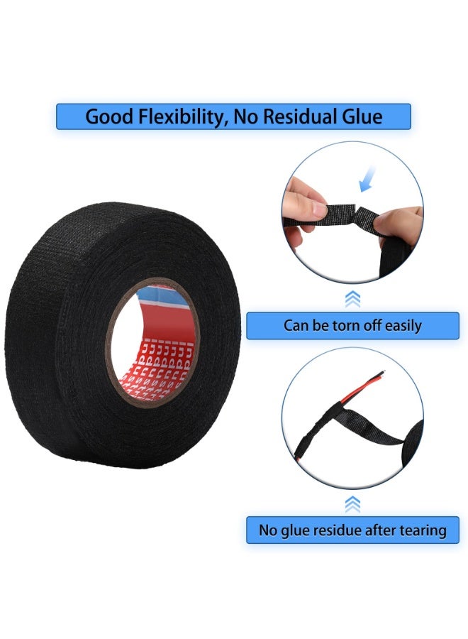 Generic 4 Pack (9mm * 12m)Professional Electrician Double Sided Tape, High Performance High Temperature Resistant Pet Fabric Automotive Wire Harness Tape, Suitable For Automotive Electrical Wrap Protection Noise Damping Cable Fixation, Black - Image 3