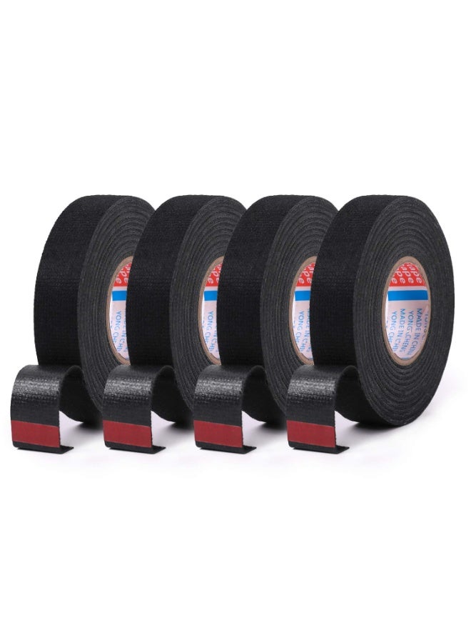 Generic 4 Pack (9mm * 12m)Professional Electrician Double Sided Tape, High Performance High Temperature Resistant Pet Fabric Automotive Wire Harness Tape, Suitable For Automotive Electrical Wrap Protection Noise Damping Cable Fixation, Black - Image 1
