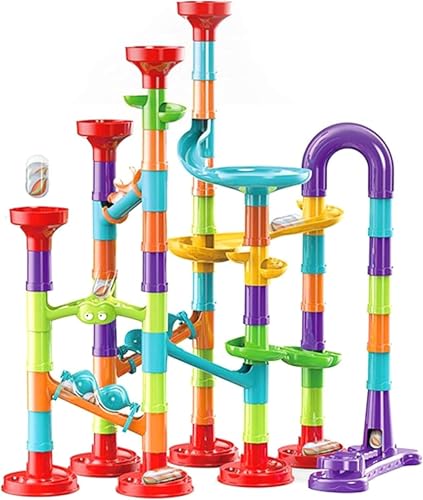 Jutoe 93Pcs Marble Run Set with 30 Glass Marbles Runs for Kids Girls Boys Toys Stem Maze Educational Race Game Birthday Gifts LargeA - Image 1