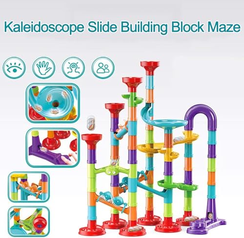 Jutoe 93Pcs Marble Run Set with 30 Glass Marbles Runs for Kids Girls Boys Toys Stem Maze Educational Race Game Birthday Gifts LargeA - Image 5