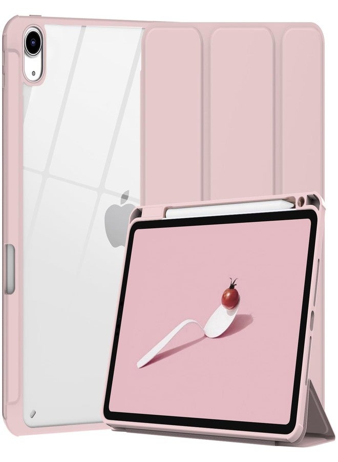 Xkladz جراب Xkladz لجهاز iPad Air مقاس 11 بوصة M2 (2024) / iPad Air الجيل الخامس / الرابع (2022/2020) مقاس 10.9 بوصة، جراب حماية مع حامل قلم، غطاء خلفي شفاف، خاصية التشغيل/الإيقاف التلقائي، لون وردي جذاب - Image 1