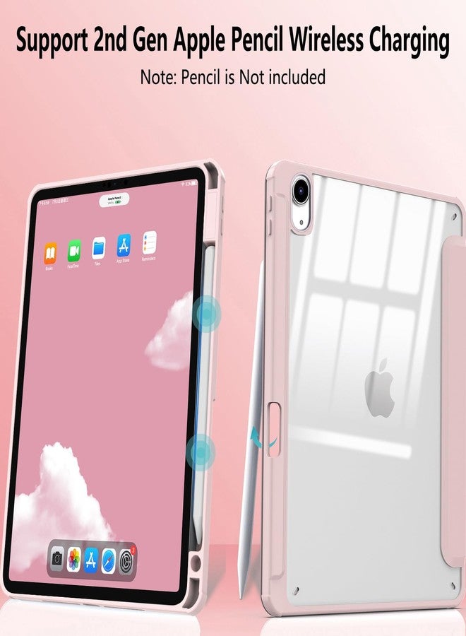 Xkladz جراب Xkladz لجهاز iPad Air مقاس 11 بوصة M2 (2024) / iPad Air الجيل الخامس / الرابع (2022/2020) مقاس 10.9 بوصة، جراب حماية مع حامل قلم، غطاء خلفي شفاف، خاصية التشغيل/الإيقاف التلقائي، لون وردي جذاب - Image 3