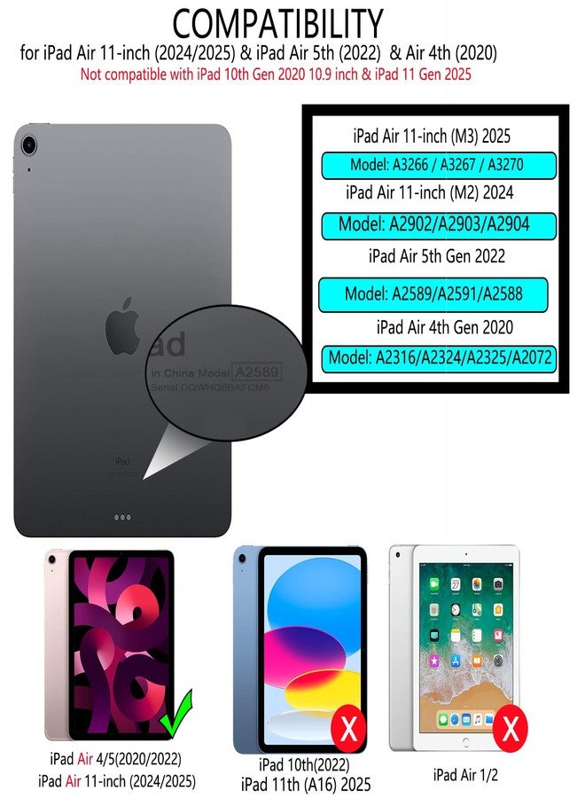 Xkladz جراب Xkladz لجهاز iPad Air مقاس 11 بوصة M2 (2024) / iPad Air الجيل الخامس / الرابع (2022/2020) مقاس 10.9 بوصة، جراب حماية مع حامل قلم، غطاء خلفي شفاف، خاصية التشغيل/الإيقاف التلقائي، لون وردي جذاب - Image 2