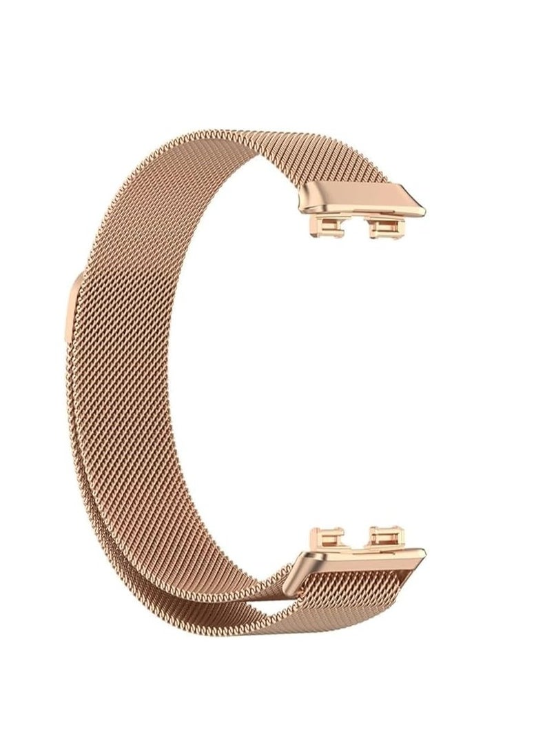 Generic - Luxury Design Replacement Strap for Huawei Band 10, Breathable and Waterproof, Stainless Steel Mesh Strap, Magnetic Buckle, Easy to Install, Adjustable Length Watch Strap for Women Men (Rose Gold) - Image 1