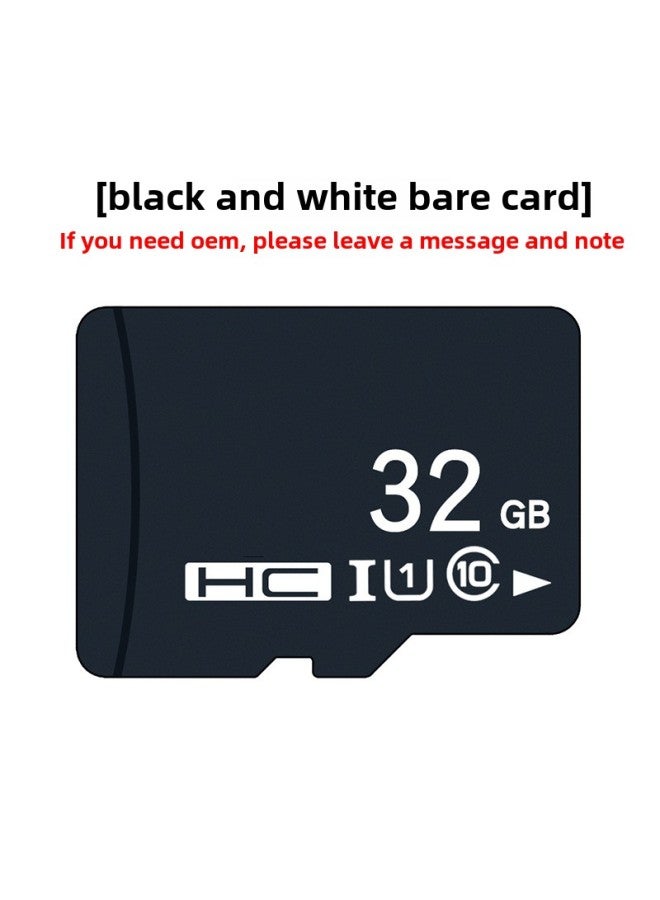 16G High-speed MicroSD/TF Memory Card 32g Driving Instrument 64G Mobile Phone 128G Camera 256G Monitoring-Color:Black And White Bare Card-Capacity:32GB-High Speed C10-U3 Premium Edition  - Image 1