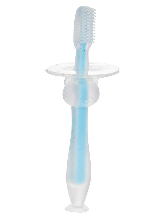 Mummamia Silicone Baby Training Toothbrush With Suction Stand (Blue) - Image 1