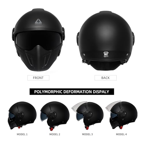 TRIANGLE Full Face Motorcycle Helmets,Off-Road Motocross Helmet for Men & Women,Dual Visor with Internal Tinted Sunshield,Open Face 3/4 Adult Racing Helmet DOT Approved(L) - Image 3