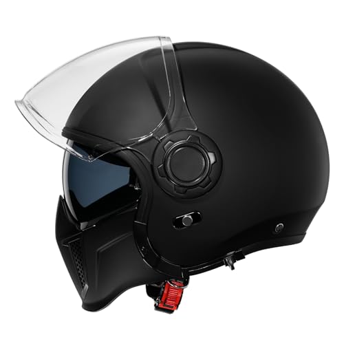 TRIANGLE Full Face Motorcycle Helmets,Off-Road Motocross Helmet for Men & Women,Dual Visor with Internal Tinted Sunshield,Open Face 3/4 Adult Racing Helmet DOT Approved(L) - Image 2