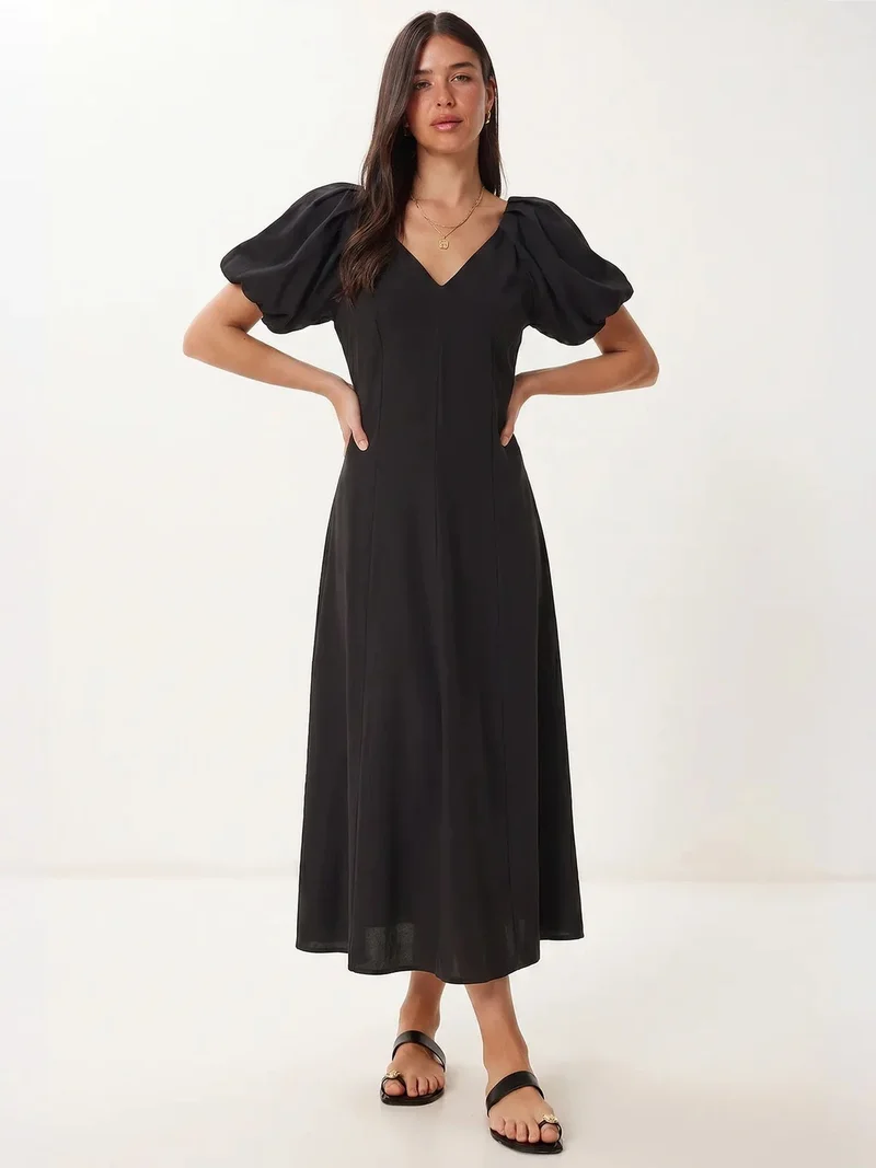 السعادة في إسطنبول ISTANBUL Women's A-line Midi Dress With V-neck
