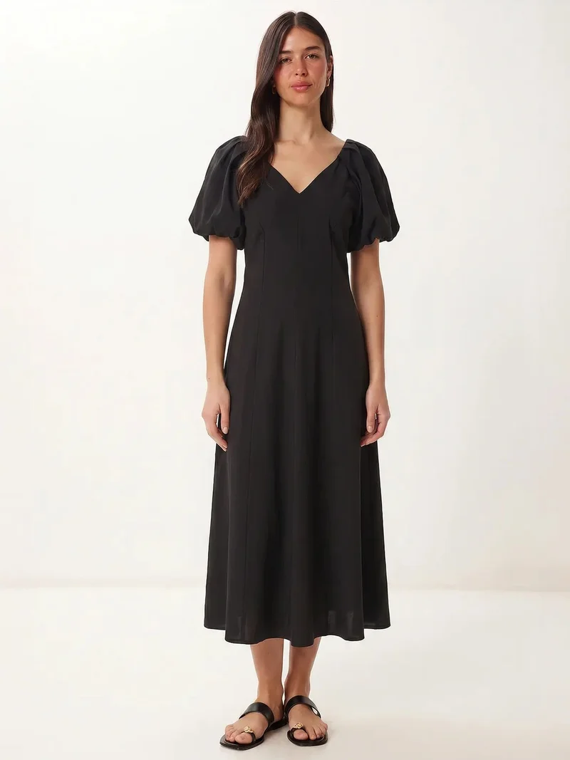 السعادة في إسطنبول ISTANBUL Women's A-line Midi Dress With V-neck