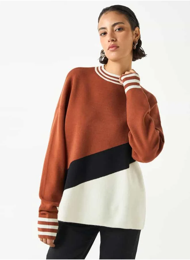 2Xtremz 2Xtremz Colourblock Sweater with High Neck