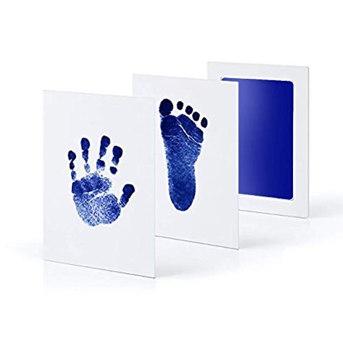 Grab Classy Safe Inkless Baby Handprint And Baby Footprint Ink Pad With Imprint Cards 100% Non-Toxic & Mess Free Safe For Newborn Baby And Toddlers (Dark Blue, 0-6 Months), 1 Count - Image 1