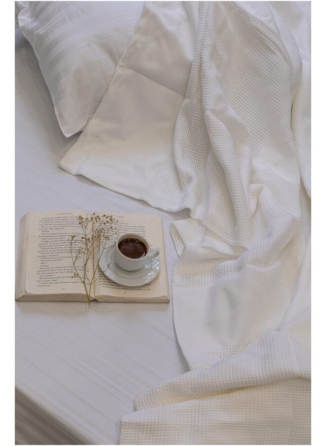 MEHALLA - Bed Cover - Knitted - Single - 180*250 - white - 100% Cotton - Image 1