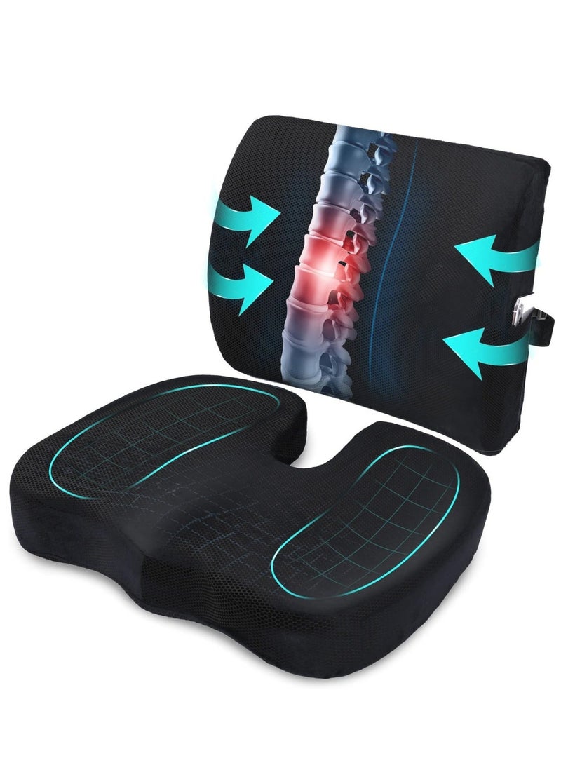 WALALLA Seat Cushion and Lumbar Support Pillow For Car Office Chair Wheelchair - Image 1