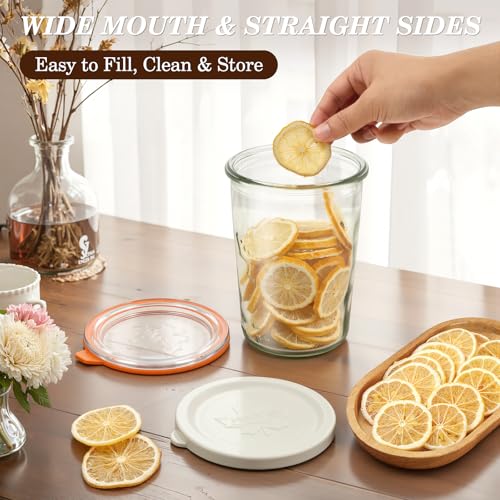 Freshmage Canning Jars 27 oz 2 Pack, Sourdough Starter Jars with 2 Lids Per Jar (Glass Sealing Lid & Plastic Lid), 800ML Wide Mouth Airtight Glass Storage Containers for Pickles, Yogurt, Pasta, Cereal - Image 4