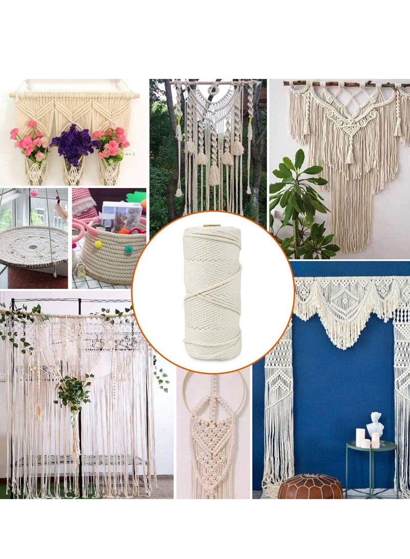 Excefore حبل ماكرام ٣ مم/٤ مم/٥ مم بـ ٤٥ خيار لون ١٠٩ ياردة، خيوط قطن ماكرام، خيوط ماكرام ملتوية ٤ طبقات، حبل قطن طبيعي، لوازم ماكرام مثالية - Image 4