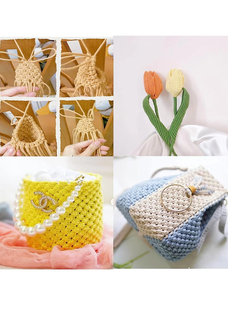 Excefore حبل ماكرام ٣ مم/٤ مم/٥ مم بـ ٤٥ خيار لون ١٠٩ ياردة، خيوط قطن ماكرام، خيوط ماكرام ملتوية ٤ طبقات، حبل قطن طبيعي، لوازم ماكرام مثالية - Image 5