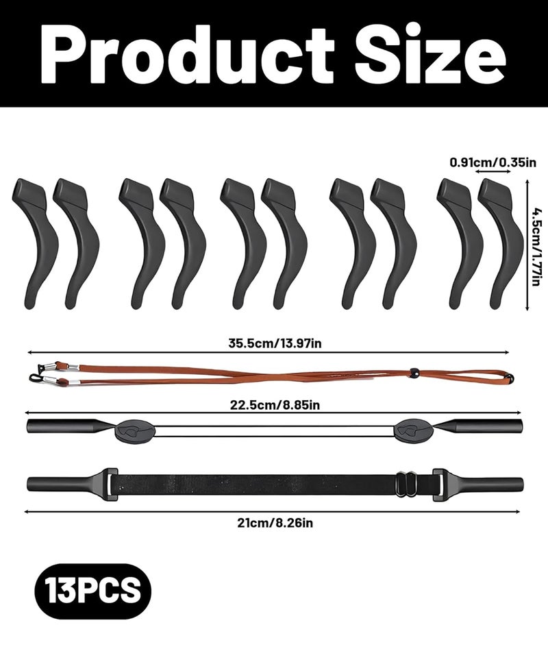 Aeenioy 3 PCS Specs Holder Strap, Adjustable Eyeglasses and Sunglasses Holder with 3 Straps and 5 Ear Grips, Anti-Slip Grip Guard for Sports and Outdoor Activities, Suitable for Men and Women - Image 2