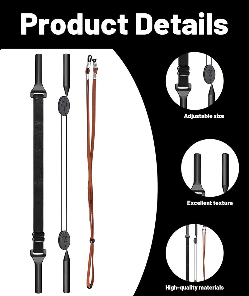 Aeenioy 3 PCS Specs Holder Strap, Adjustable Eyeglasses and Sunglasses Holder with 3 Straps and 5 Ear Grips, Anti-Slip Grip Guard for Sports and Outdoor Activities, Suitable for Men and Women - Image 3
