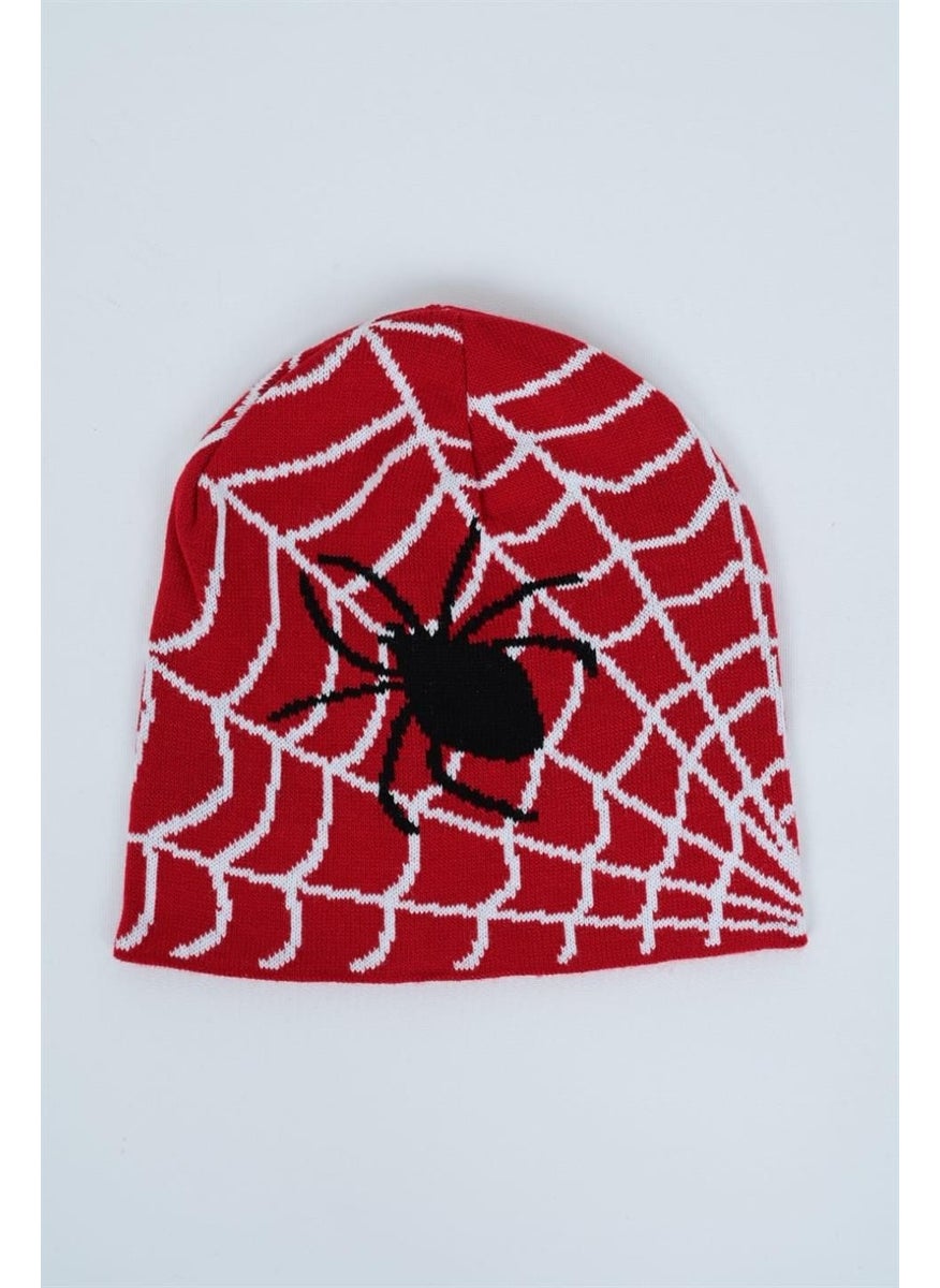 Spider Web Spider Red Beanie