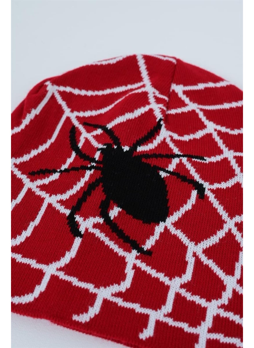 Spider Web Spider Red Beanie