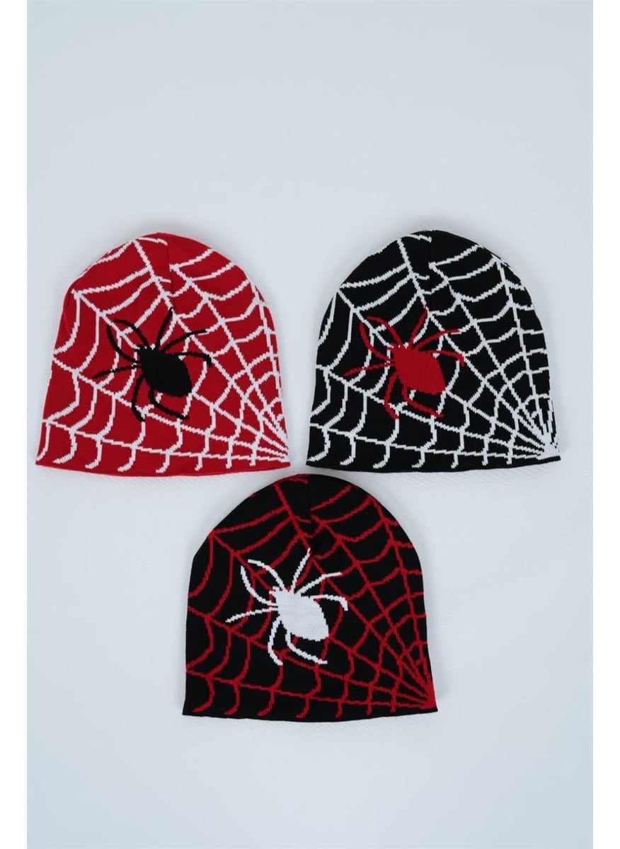 Spider Web Spider Red Beanie