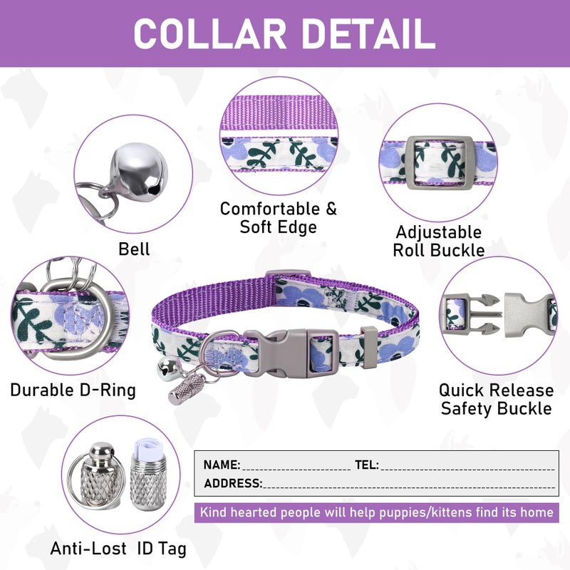 GAMUDA Small Dog Harness Collar and Leash Set, Step in No Chock No Pull Soft Mesh Adjustable Dog Vest Harnesses Plaid Reflective for Dogs Puppy Cats Kitten Rabbit (Purple Flower, XS) - Image 4