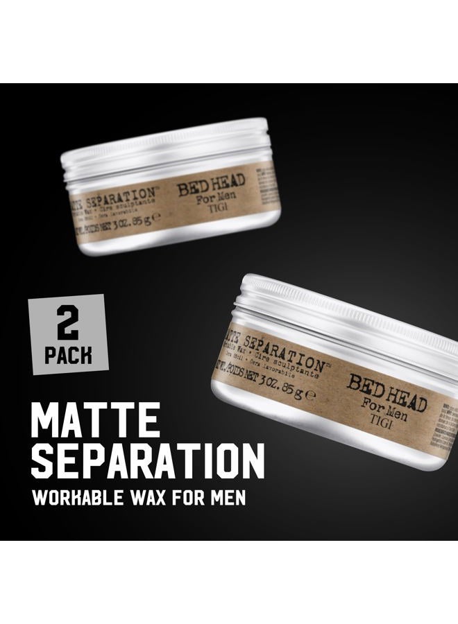 BED HEAD TIGI Bed Head for Men Matte Separation Workable Wax - Use for Strong Hold - For Men's Hairstyles - Use on Damp or Dry Hair - Premium Strong Hold Hair Wax, 85 g, 2 Pack - Image 2
