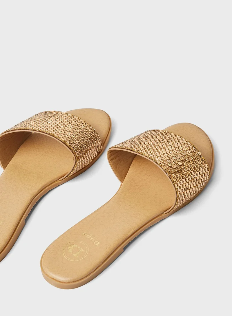 Dune LONDON Lynda Di Hotfix Strap Slip-On Flat Sandals