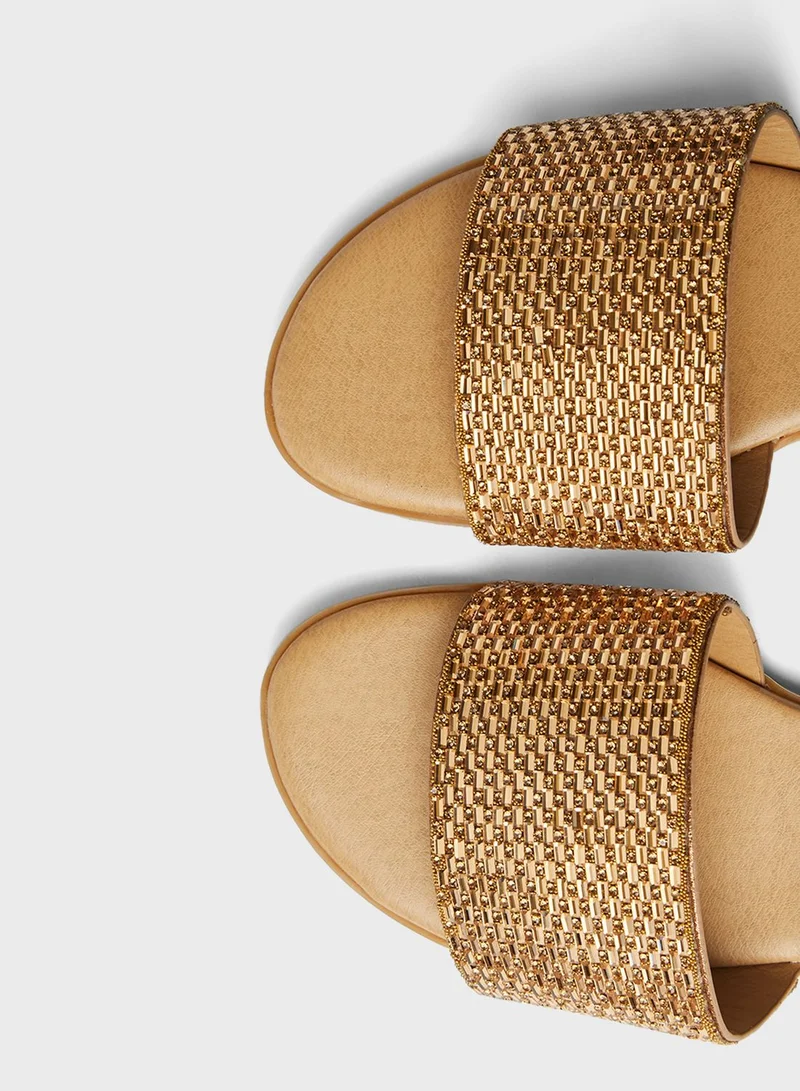 Dune LONDON Lynda Di Hotfix Strap Slip-On Flat Sandals