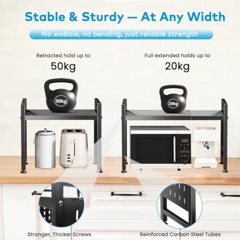 Microwave Oven Rack, Expandable Microwave Toaster Shelf 2 - Tier - Image 4