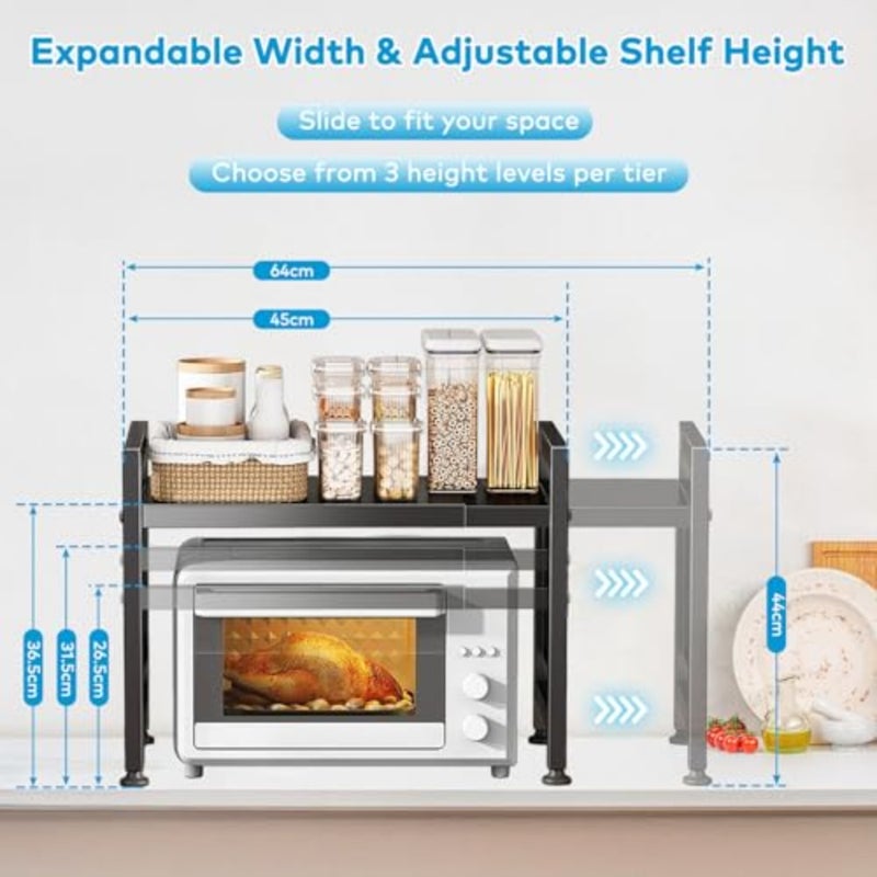 Microwave Oven Rack, Expandable Microwave Toaster Shelf 2 - Tier - Image 2