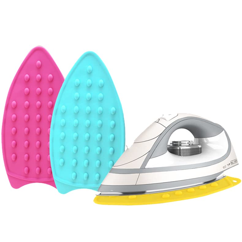 JCSMARTEC 2Pack Silicone Iron Rest Pad, Thicker Series Hot Resistant Mat for Ironing Board, Easy to Use with Wall Hole and Multicolor for Home (Pink+Mint Green) - Image 1