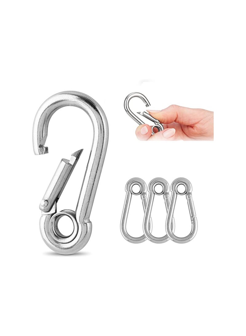 KASTWAVE 4 Pcs Carabiner Clip Heavy Duty - 304 Stainless Steel M6 Quick Snap Hooks with Spring Clip for Dog Leash, Bag pack, Hammock Carabiner Keyring for Indoor & Outdoor Hiking Fishing & Camping - Image 2