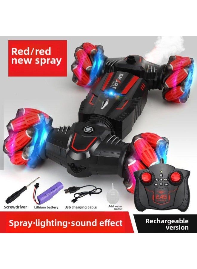 Gesture Sensing Remote Control Car Boy Stunt Twisting Car Four-wheel Drive Off-road Vehicle High Speed Drift Racing Car Children's Toy-Color:Red Stunt Gift Box Remote Control Shape Music Lamp Spray- - Image 1