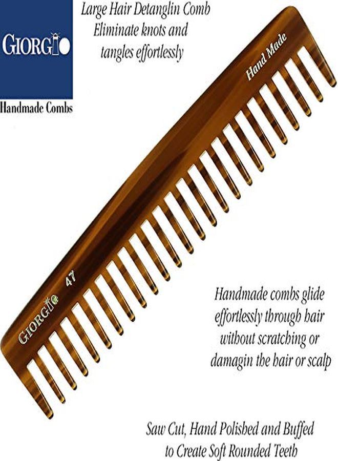 Giorgio G47 Large 6 Inch Hair Detangling Comb, Wide Teeth For Thick Curly Wavy Hair. Long Hair Detangler Comb For Wet And Dry. Handmade Of Quality Cellulose, Sawcut, Hand Polished, Tortoise Shell - Image 4